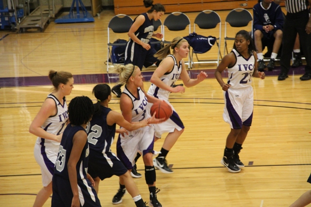 Sheila Klieber (3) comes down with a rebound on Tuesday Jan. 7 against the South Suburban Bulldogs. IVCC went on to win the game 67-53. Crashing the boards