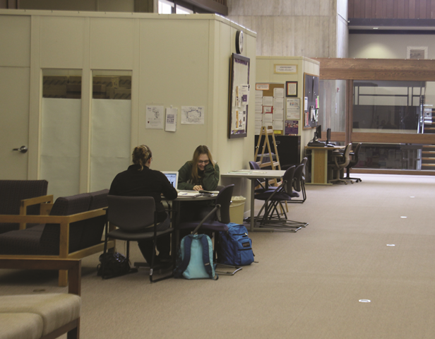 Two students
study recently in
the former
Counseling
Center in
E Building. IVCC
officials are
planning to turn
the area in to a
student life space
since Counseling
has moved to the
new Peter Miller
Community
Technology
Center