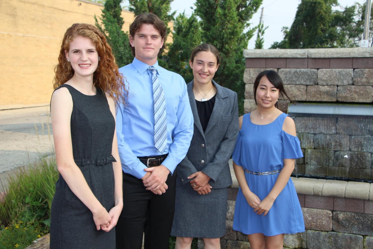 21st Century Scholars Society finalists include Brianna Legner, left, Nick Needs, Martha Hoffman and 21st Century Scholar Akari Oya. Legner, Needs and Hoffman received $1,500 each and Oya received $3,000. Ten other students were chosen to receive $6,750 from the Society.