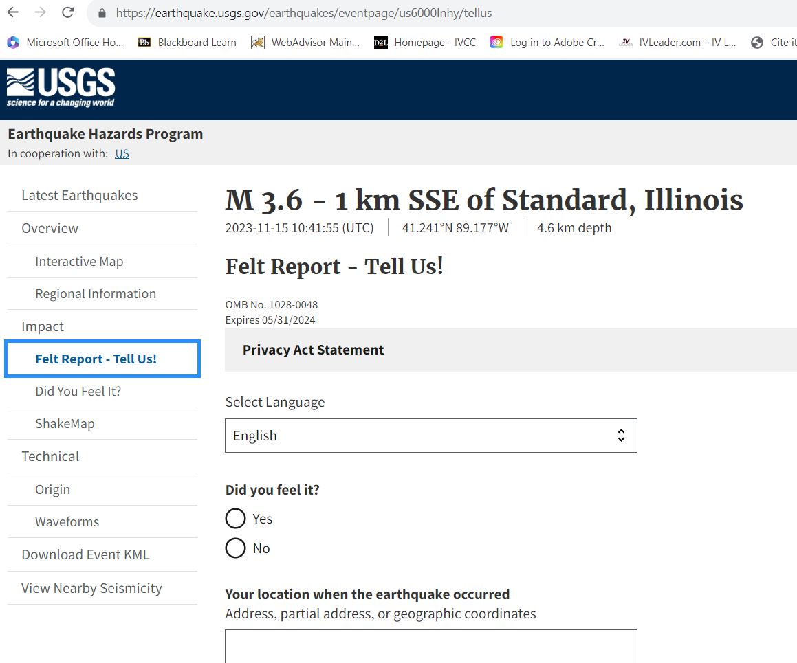 The U.S. Geological Survey collects information from residents through a felt report. Area residents are encouraged to fill out the form because it helps scientists who study earthquakes. The website is https://earthquake.usgs.gov/earthquakes/eventpage/us6000lnhy/tellus