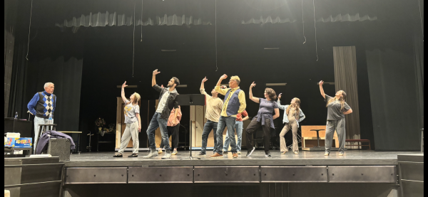 Tootsie
Greg Tullis (from left), Bree Ninis, Xavier Barham, McKenzie Bruce, Jake Jakielski, Don Grant Zellmer, Grennaro Piccolo, Tracey Childers, Azlyn Bachman, and Eva Horwath practice a musical number during rehearsal. Tootsie will be April 11-14  and 18-21. Showtime is at 7:30 p.m. on Thursdays, Fridays, and Saturdays, and 2 p.m. for Sundays. 