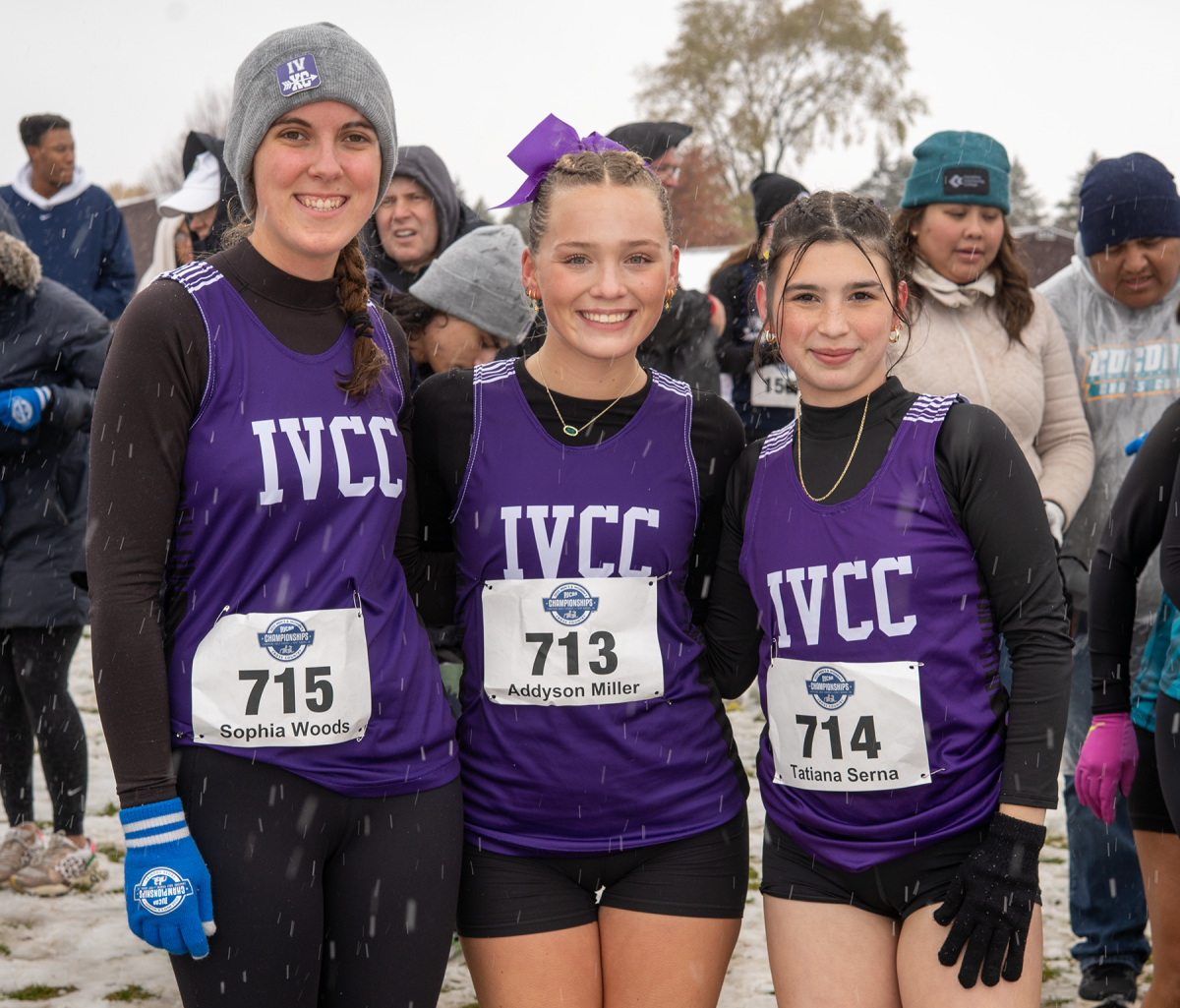 Sophia Woods, Addyson Miller, and Tatiana Serena competed at nationals on a chilly day in Iowa.